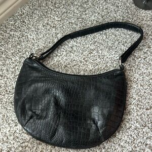 Maurizio Taitui, genuine leather. Croco embossed leather, hobo handbag.